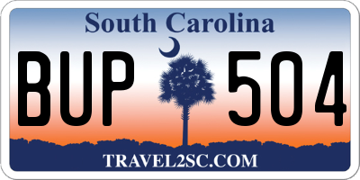 SC license plate BUP504