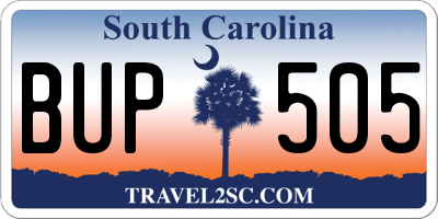 SC license plate BUP505