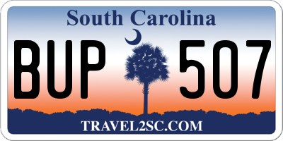 SC license plate BUP507