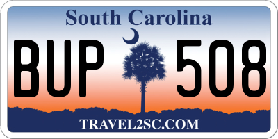 SC license plate BUP508