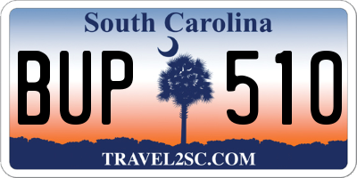 SC license plate BUP510