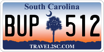 SC license plate BUP512