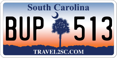 SC license plate BUP513