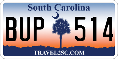 SC license plate BUP514