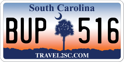 SC license plate BUP516
