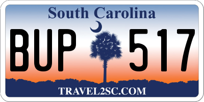 SC license plate BUP517