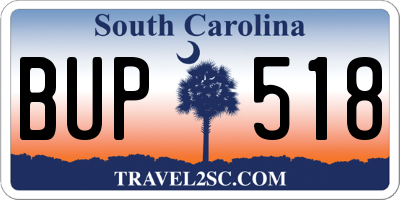 SC license plate BUP518