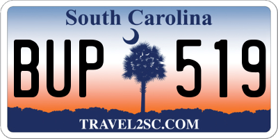 SC license plate BUP519