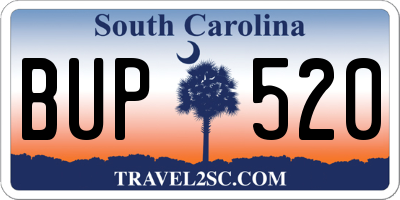 SC license plate BUP520