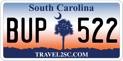 SC license plate BUP522