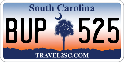 SC license plate BUP525