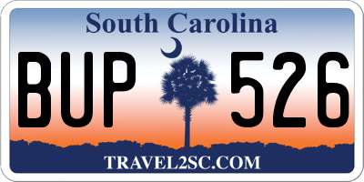 SC license plate BUP526