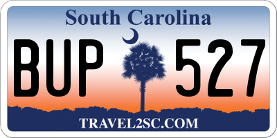 SC license plate BUP527
