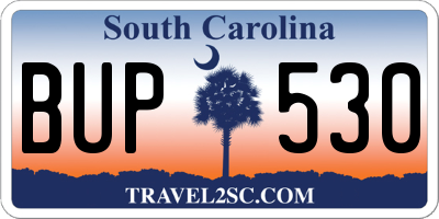 SC license plate BUP530