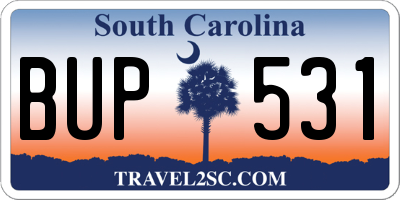 SC license plate BUP531