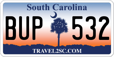 SC license plate BUP532