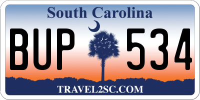 SC license plate BUP534