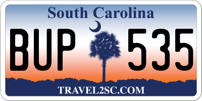 SC license plate BUP535