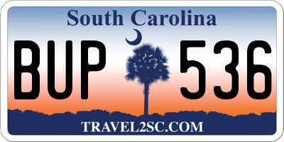 SC license plate BUP536