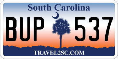SC license plate BUP537