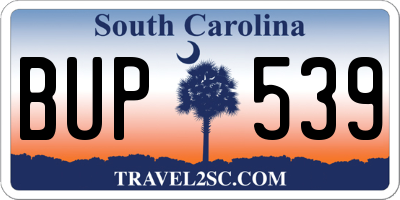SC license plate BUP539