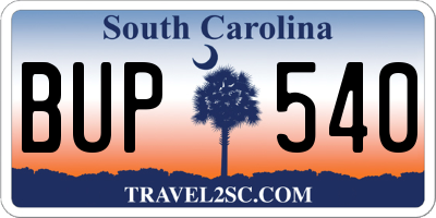 SC license plate BUP540