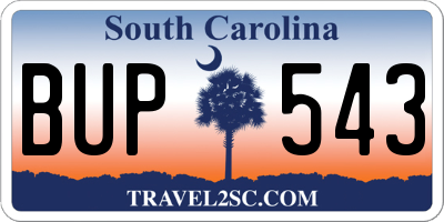 SC license plate BUP543