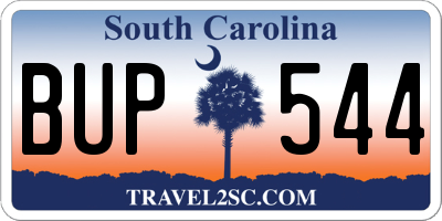 SC license plate BUP544