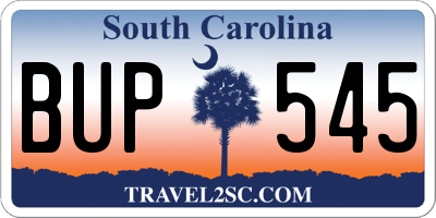 SC license plate BUP545