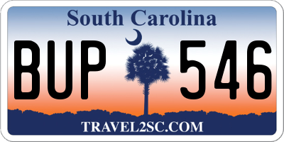 SC license plate BUP546