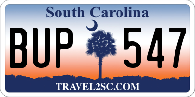 SC license plate BUP547