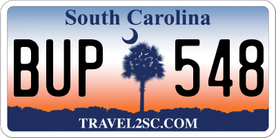 SC license plate BUP548