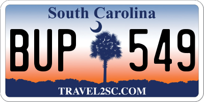 SC license plate BUP549