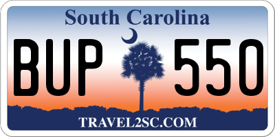 SC license plate BUP550