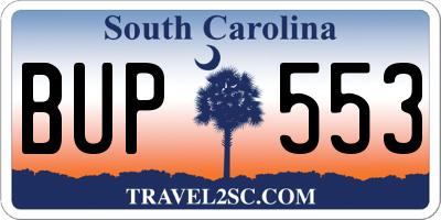 SC license plate BUP553
