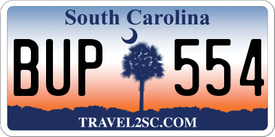 SC license plate BUP554