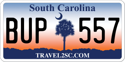 SC license plate BUP557