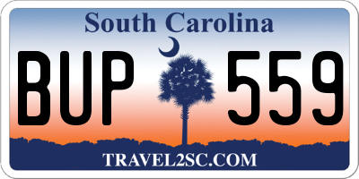 SC license plate BUP559