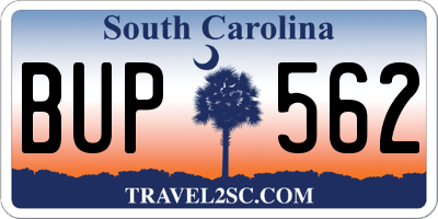 SC license plate BUP562
