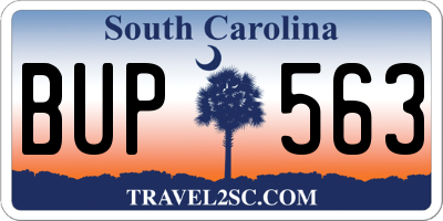 SC license plate BUP563