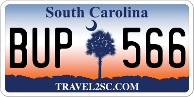 SC license plate BUP566