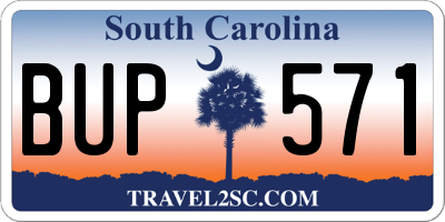 SC license plate BUP571