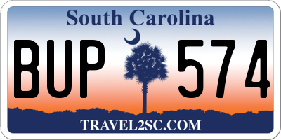 SC license plate BUP574
