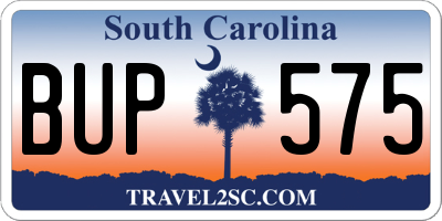 SC license plate BUP575