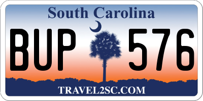 SC license plate BUP576