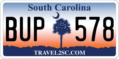 SC license plate BUP578