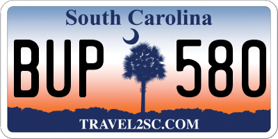SC license plate BUP580