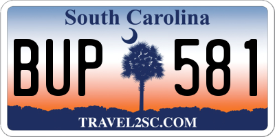 SC license plate BUP581