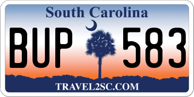 SC license plate BUP583