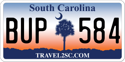 SC license plate BUP584